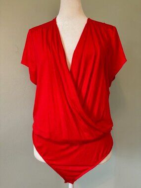 Lane Bryant Bright Red Short Sleeve Bodysuit Size 18/20 NWT